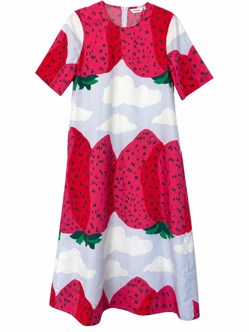 Marimekko Kotelo Mansikkavuoret Strawberry Print Dress 36 NWT